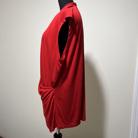 Lauren Ralph Lauren Surplice Top 3X Red Ruched Stretch Sleeveless Blouse Tunic - Picture 4 of 11